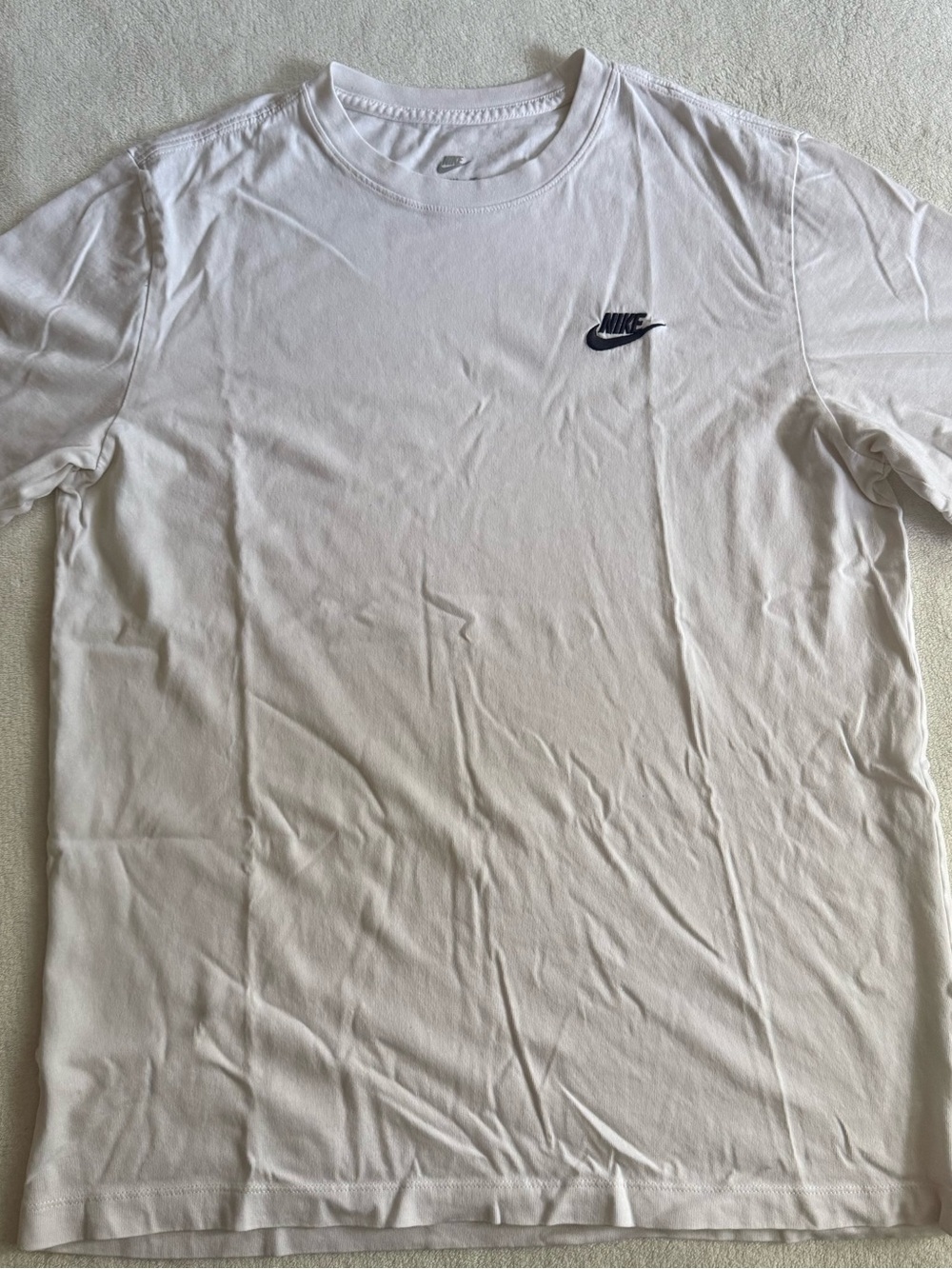Nike White Short Sleeve T-Shirt with Black Swoosh Logo